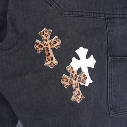 CHROME HEARTS 1 OF 1 CUSTOM ORDER HERRINGBONE PATCH PANTS
