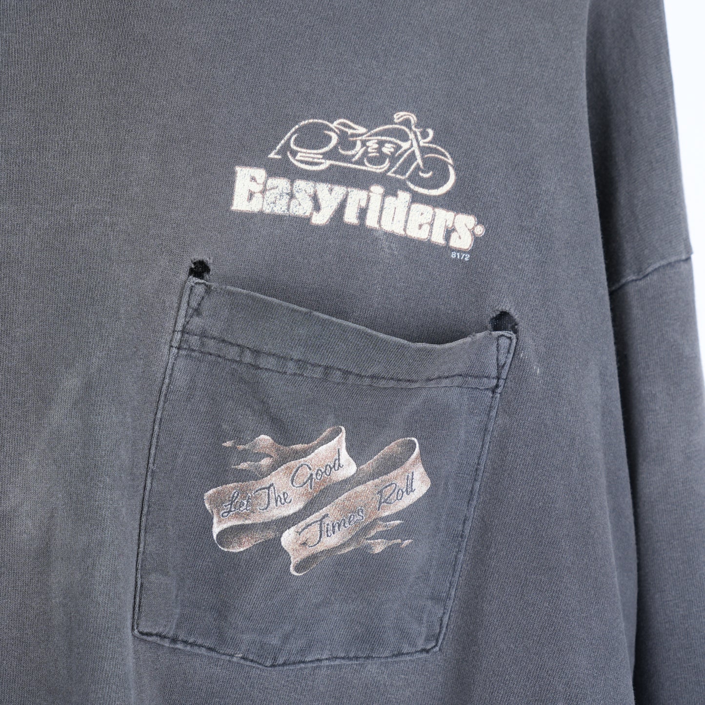 VINTAGE EASYRIDERS FADED FLAMES POCKET LONG SLEEVE TEE