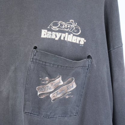 VINTAGE EASYRIDERS FADED FLAMES POCKET LONG SLEEVE TEE