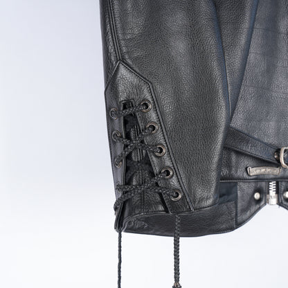 CHROME HEARTS PLAIN BLACK LEATHER VEST SIZE LARGE