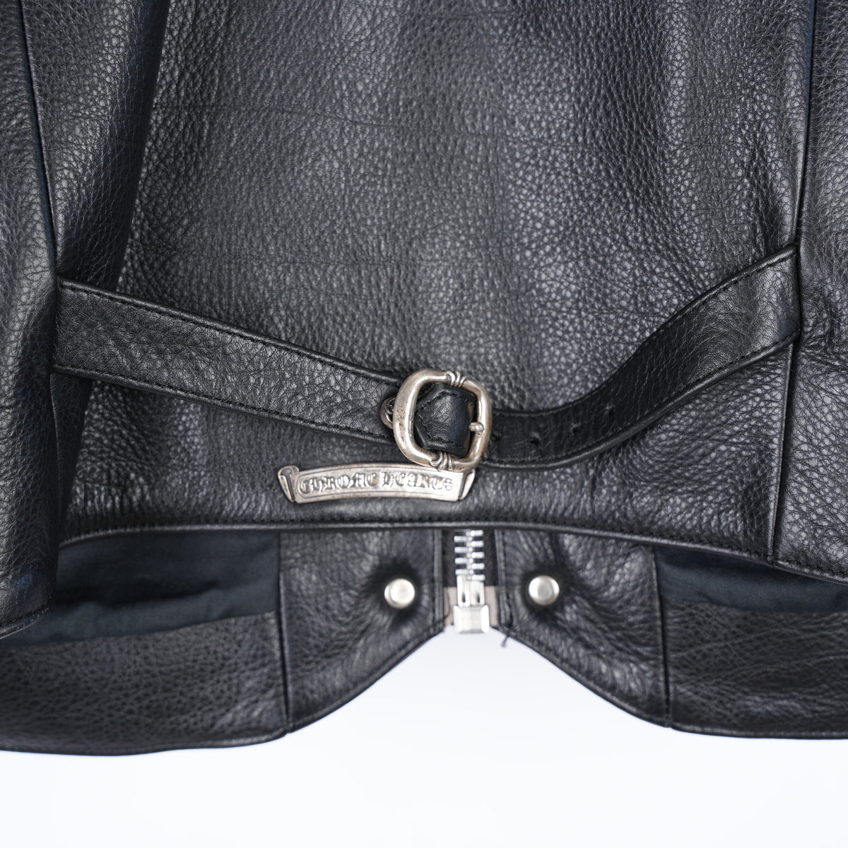 CHROME HEARTS PLAIN BLACK LEATHER VEST SIZE LARGE