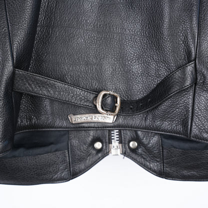 CHROME HEARTS PLAIN BLACK LEATHER VEST SIZE LARGE