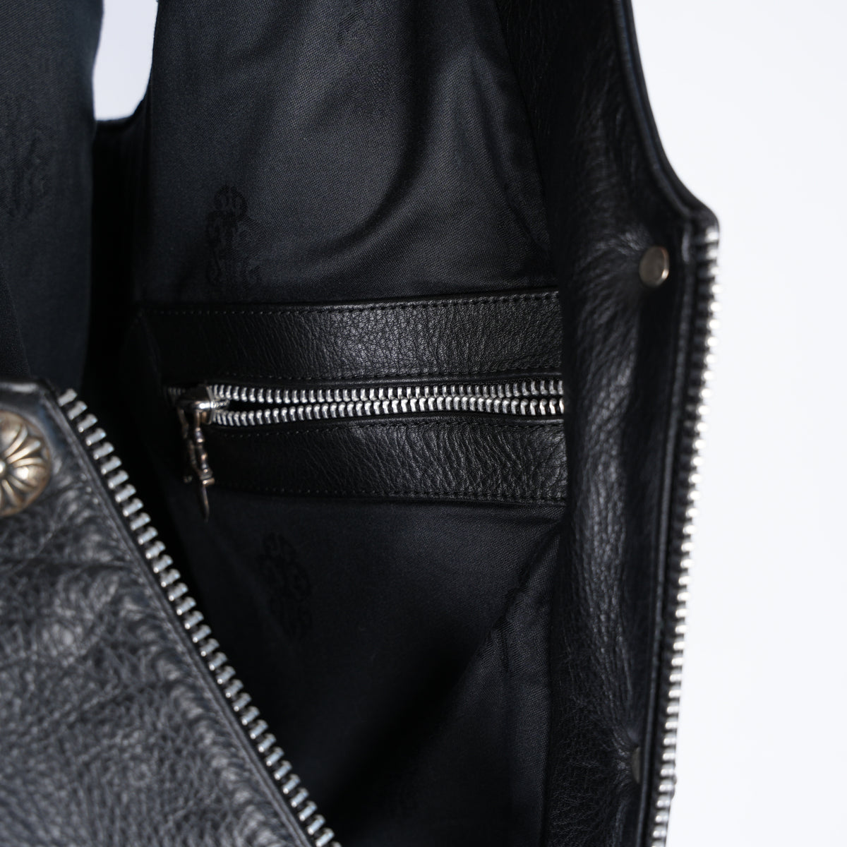 CHROME HEARTS PLAIN BLACK LEATHER VEST SIZE LARGE