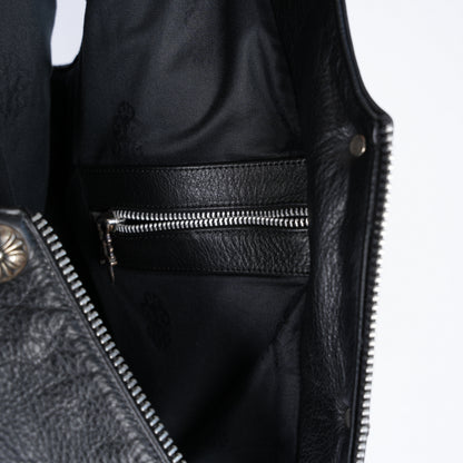 CHROME HEARTS PLAIN BLACK LEATHER VEST SIZE LARGE