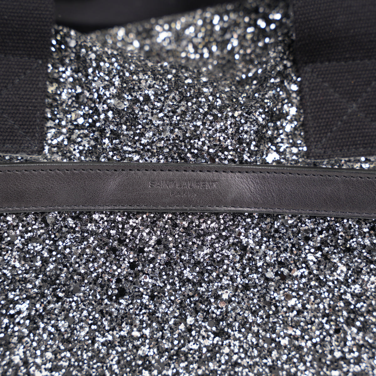 SAINT LAURENT GLITTER CANVAS AND LEATHER CITY DUFFEL BAG