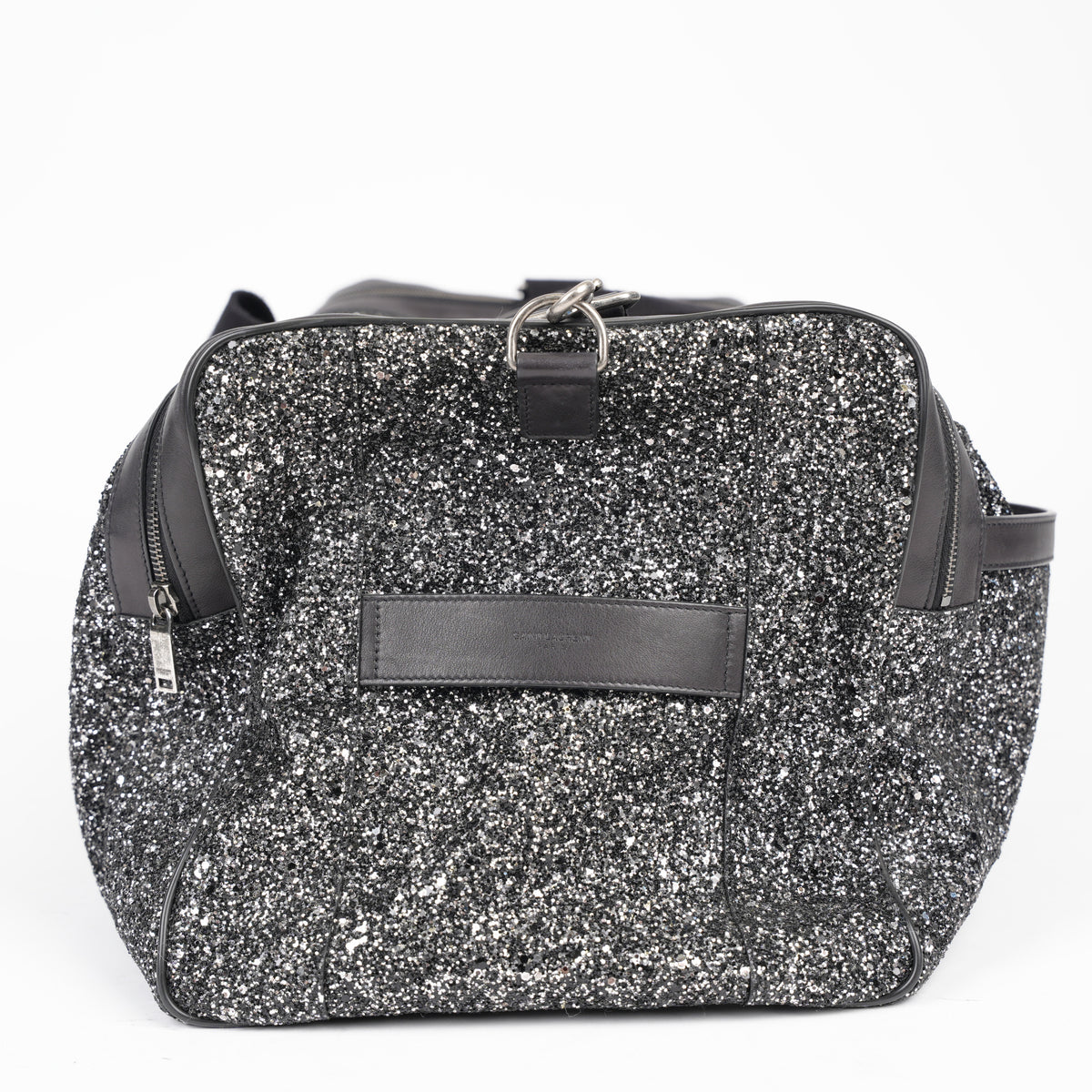 SAINT LAURENT GLITTER CANVAS AND LEATHER CITY DUFFEL BAG