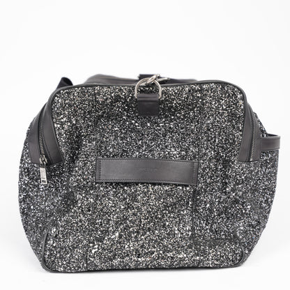 SAINT LAURENT GLITTER CANVAS AND LEATHER CITY DUFFEL BAG