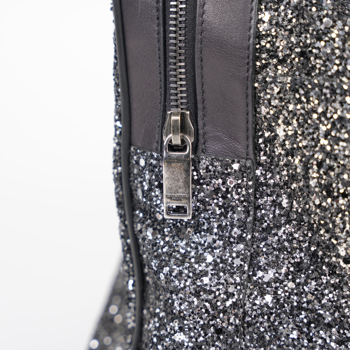SAINT LAURENT GLITTER CANVAS AND LEATHER CITY DUFFEL BAG