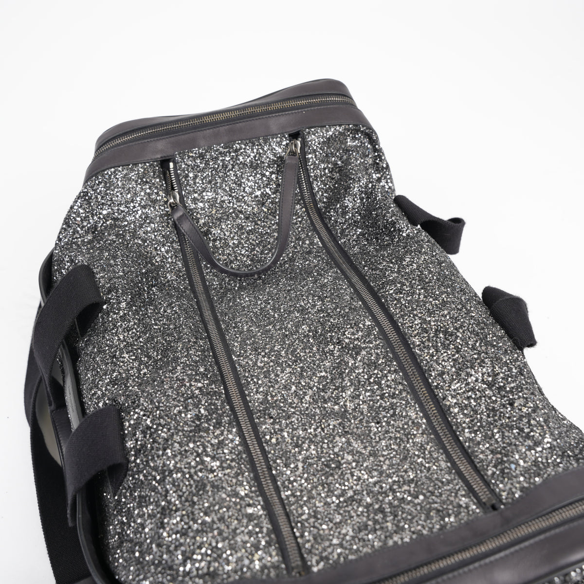 SAINT LAURENT GLITTER CANVAS AND LEATHER CITY DUFFEL BAG