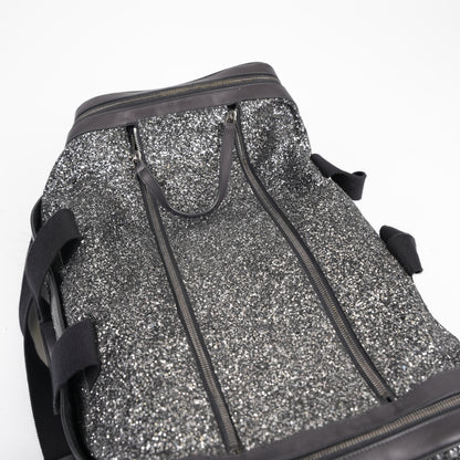 SAINT LAURENT GLITTER CANVAS AND LEATHER CITY DUFFEL BAG