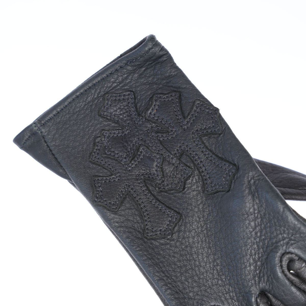 WOMEN'S CHROME HEARTS TRIPLE CROSS BLACK MOTO RACING GLOVES