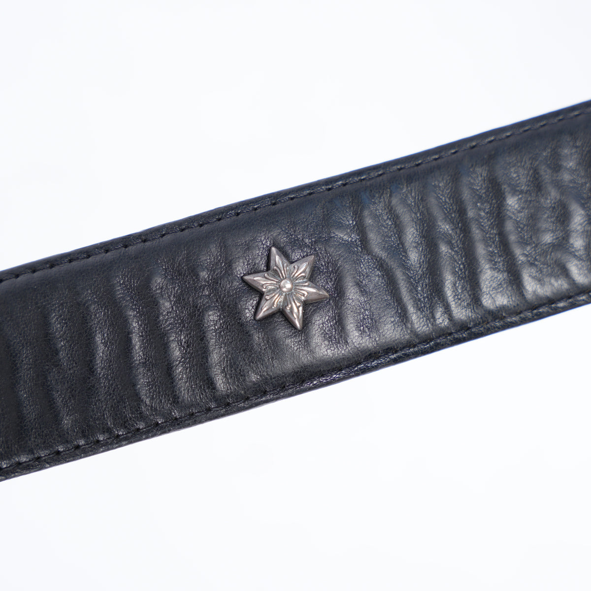 CHROME HEARTS STAR OVAL BUCKLE WITH STAR STUDDED BELT STRAP SZ 32
