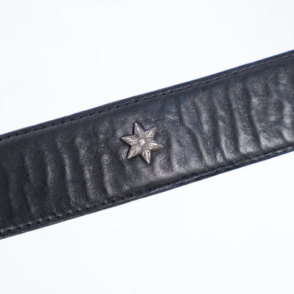 CHROME HEARTS STAR OVAL BUCKLE WITH STAR STUDDED BELT STRAP SZ 32