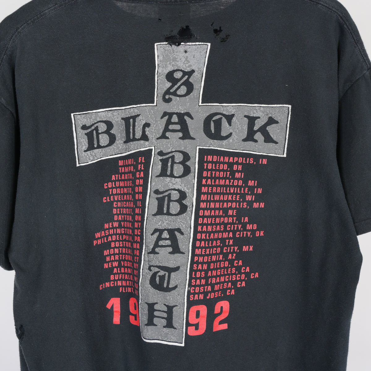 VINTAGE 1992 BLACK SABBATH CROSS TEE