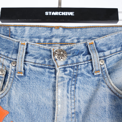 CHROME HEARTS FLOODED ORANGE PATCH LIGHT WASH LEVIS DENIM