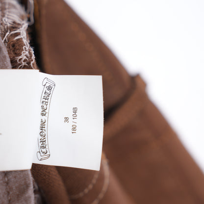 CHROME HEARTS 2021 NYFW BROWN CHEETAH CROSS PATCH JEANS