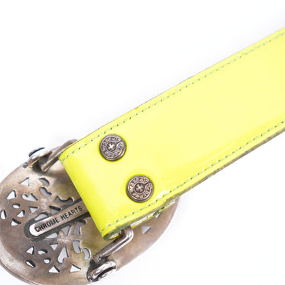 CHROME HEARTS OVAL BELT WITH PATENT LEATHER LIME GREEN STRAP