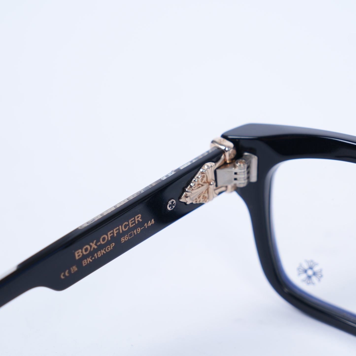 CHROME HEARTS GLOSSY BOX OFFICER GLASSES GOLD