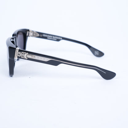 CHROME HEARTS GLOSSY BOX OFFICER SUNGLASSES WITH DIAMOND