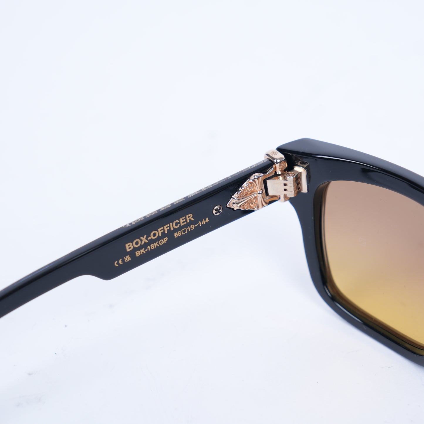 CHROME HEARTS GLOSSY BOX OFFICER SUNGLASSES GOLD