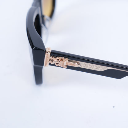CHROME HEARTS GLOSSY BOX OFFICER SUNGLASSES GOLD