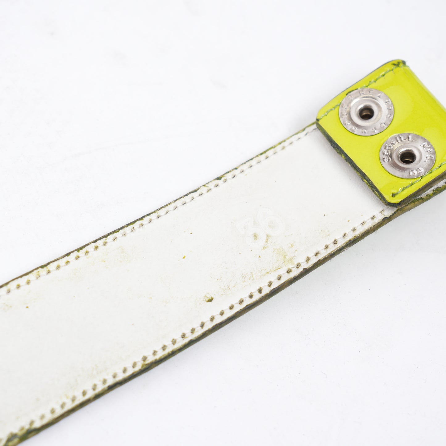 CHROME HEARTS LIME GREEN PATENT LEATHER BELT STRAP