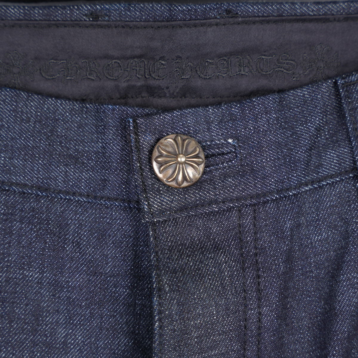 CHROME HEARTS INDIGO KS CUT JEANS SZ 33