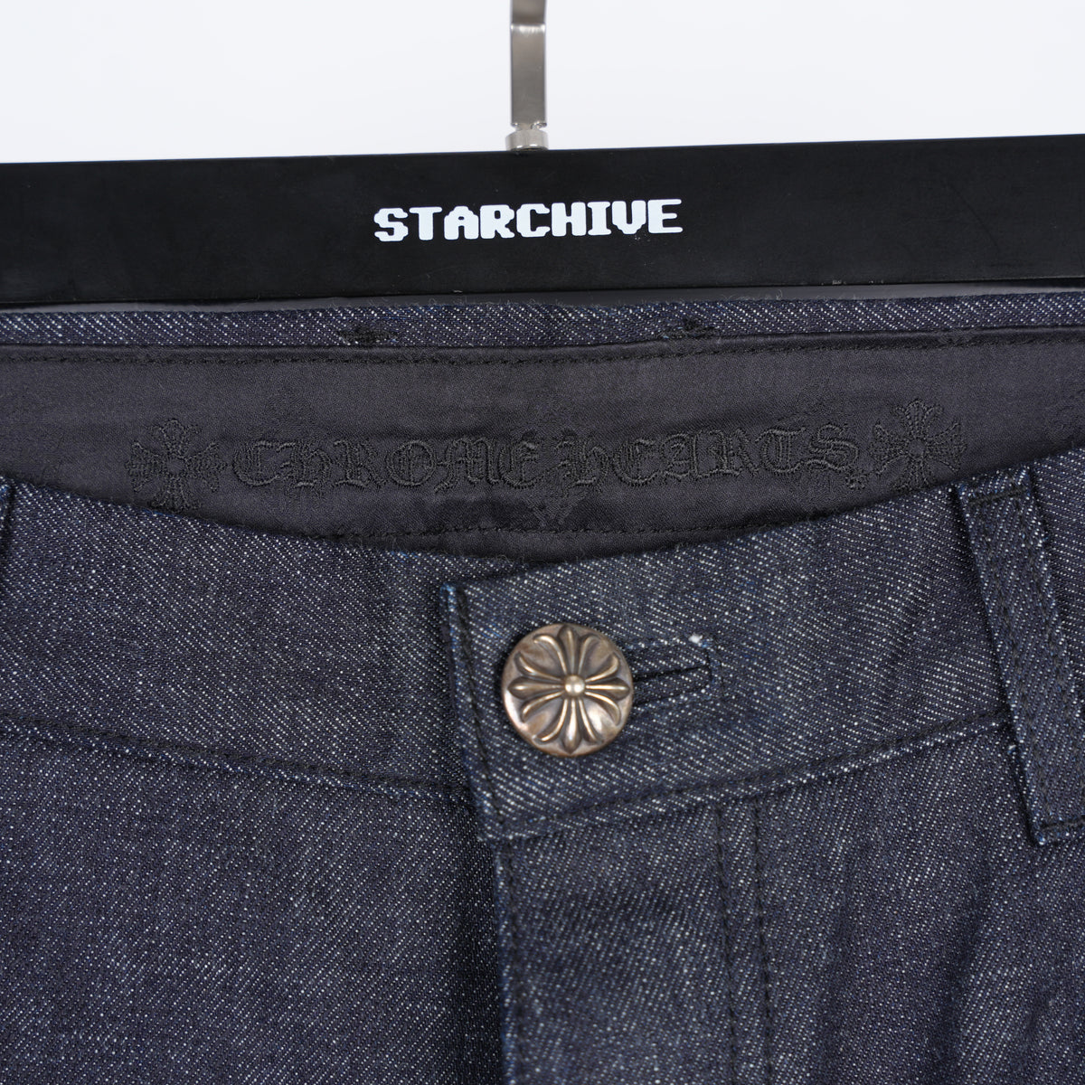 CHROME HEARTS INDIGO KS CUT JEANS SZ 33