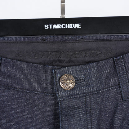 CHROME HEARTS INDIGO KS CUT JEANS SZ 33