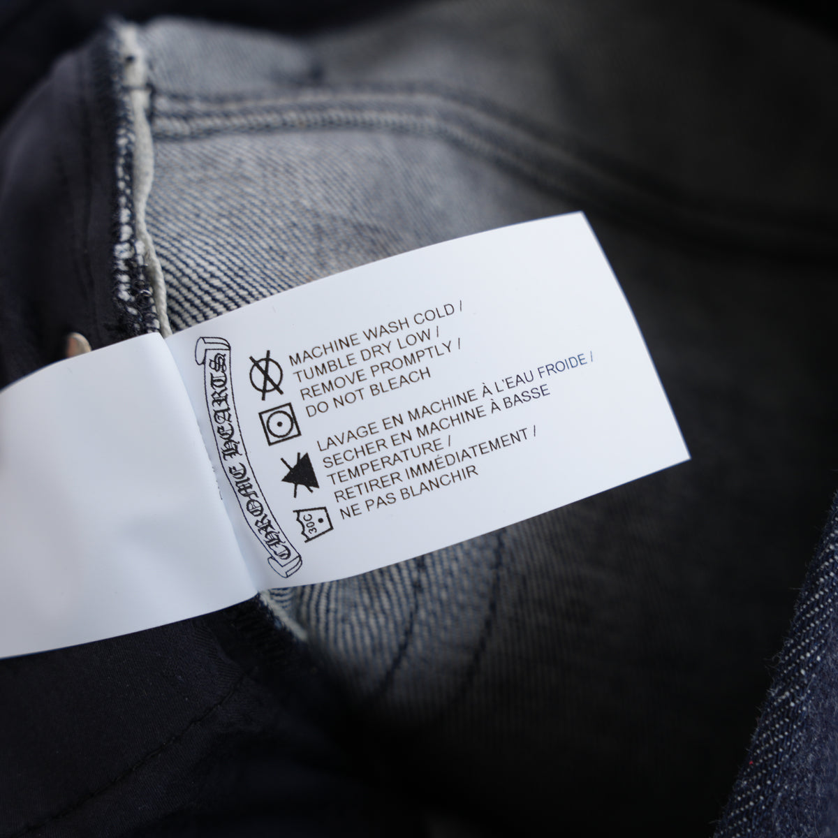 CHROME HEARTS INDIGO KS CUT JEANS SZ 33