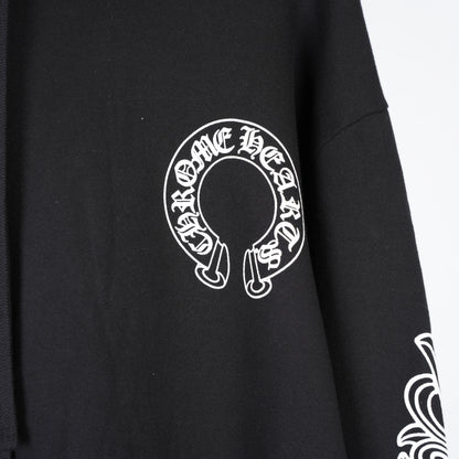 CHROME HEARTS BLACK HORSESHOE FLORAL PULLOVER HOODIE
