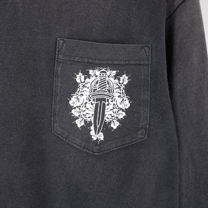 CHROME HEARTS FADED VINTAGE DAGGER POCKET FLORAL LONG SLEEVE TEE
