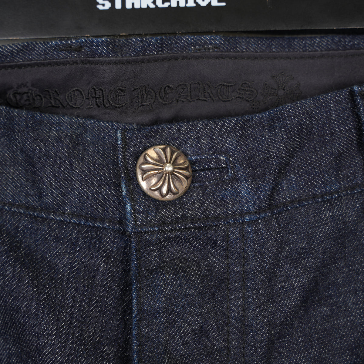 CHROME HEARTS INDIGO KS CUT JEANS SZ 34