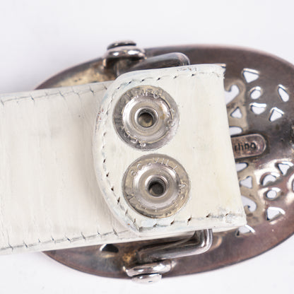 CHROME HEARTS OVAL BUCKLE WITH WHITE STRAP