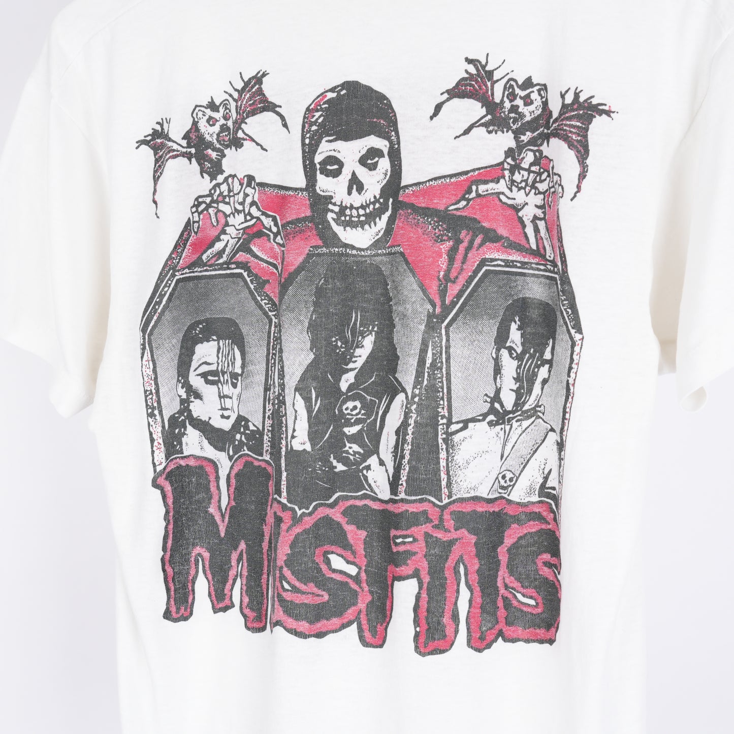VINTAGE THRASHED WHITE MISFITS SKULL TEE