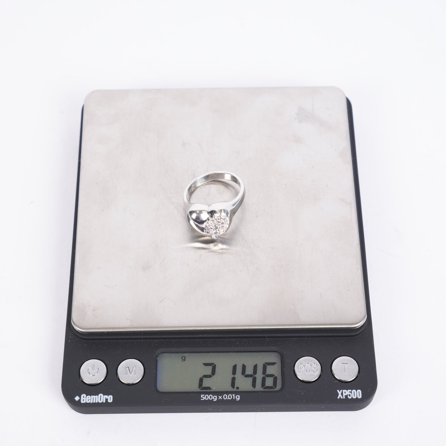 CHROME HEARTS WHITE GOLD CEMETERY HEART RING