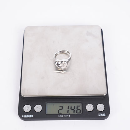 CHROME HEARTS WHITE GOLD CEMETERY HEART RING