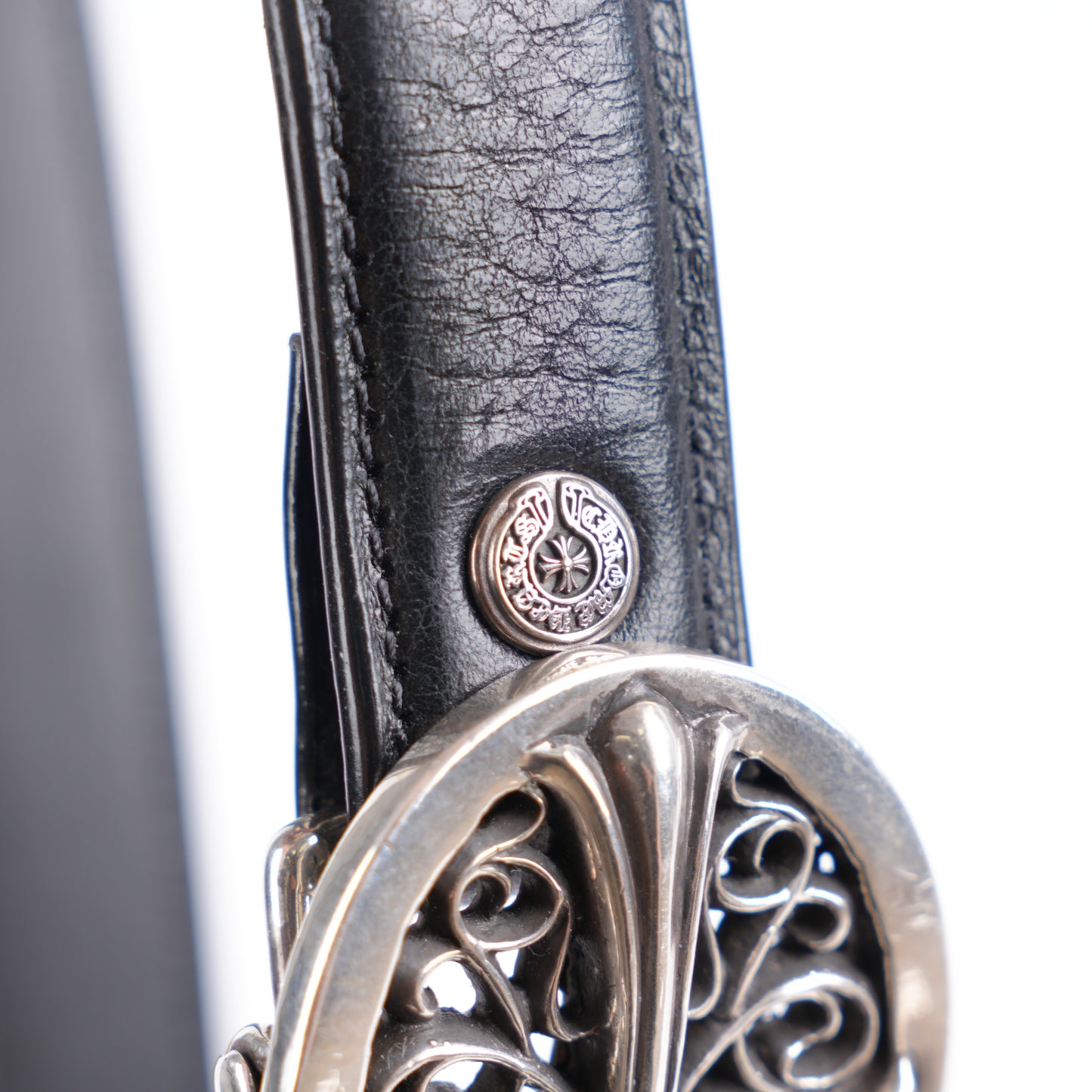 CHROME HEARTS 1 INCH OVAL BUCKLE W BLACK STRAP