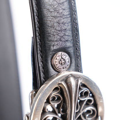 CHROME HEARTS 1 INCH OVAL BUCKLE W BLACK STRAP