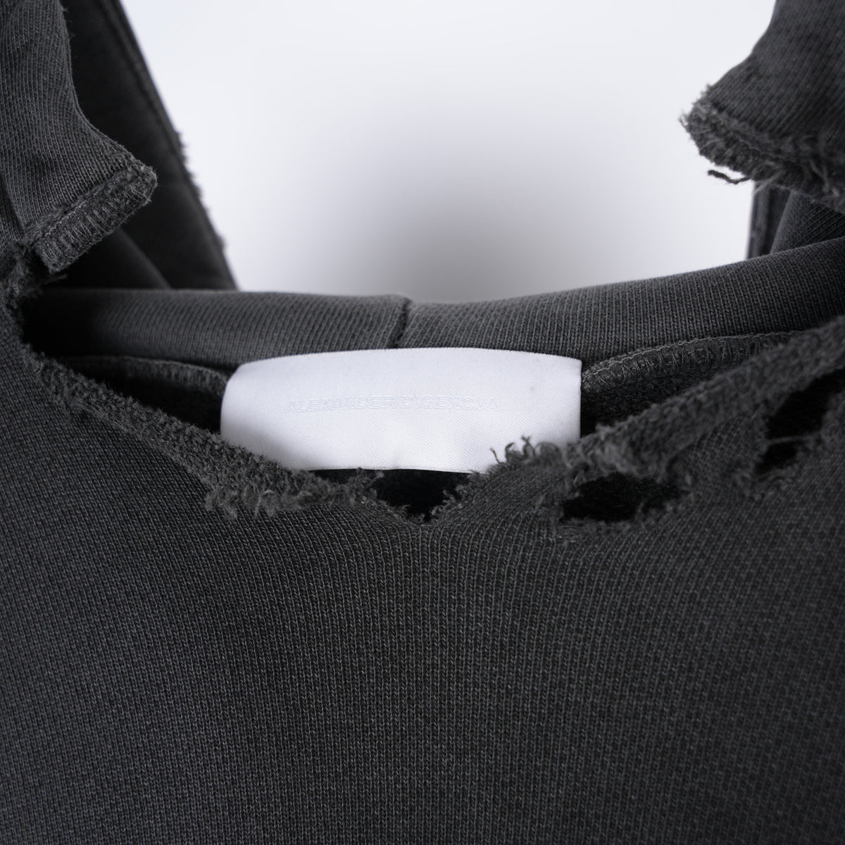 ALEXANDER DIGENOVA BLACK LEATHER SCRAP LOGO PULLOVER HOODIE