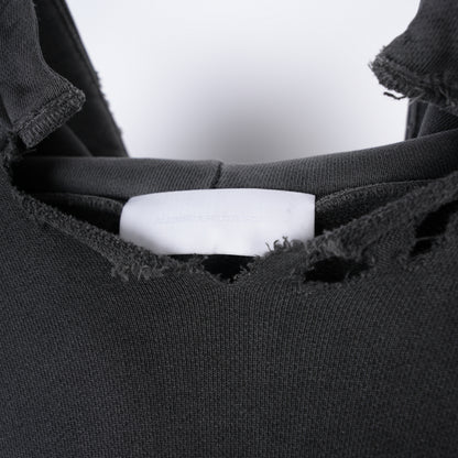 ALEXANDER DIGENOVA BLACK LEATHER SCRAP LOGO PULLOVER HOODIE