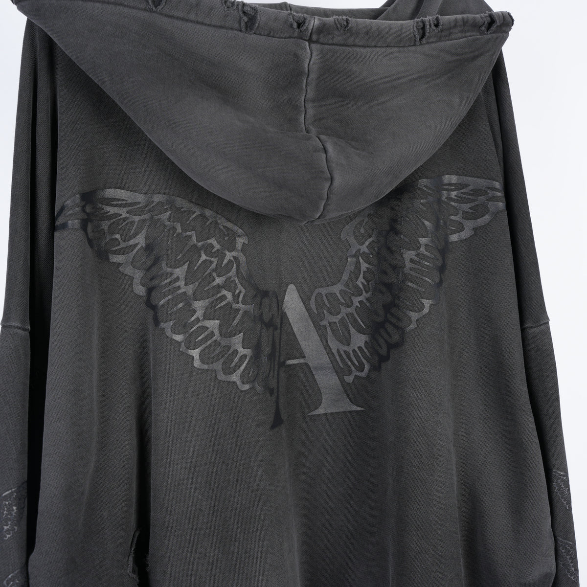 ALEXANDER DIGENOVA BLACK LEATHER SCRAP LOGO PULLOVER HOODIE