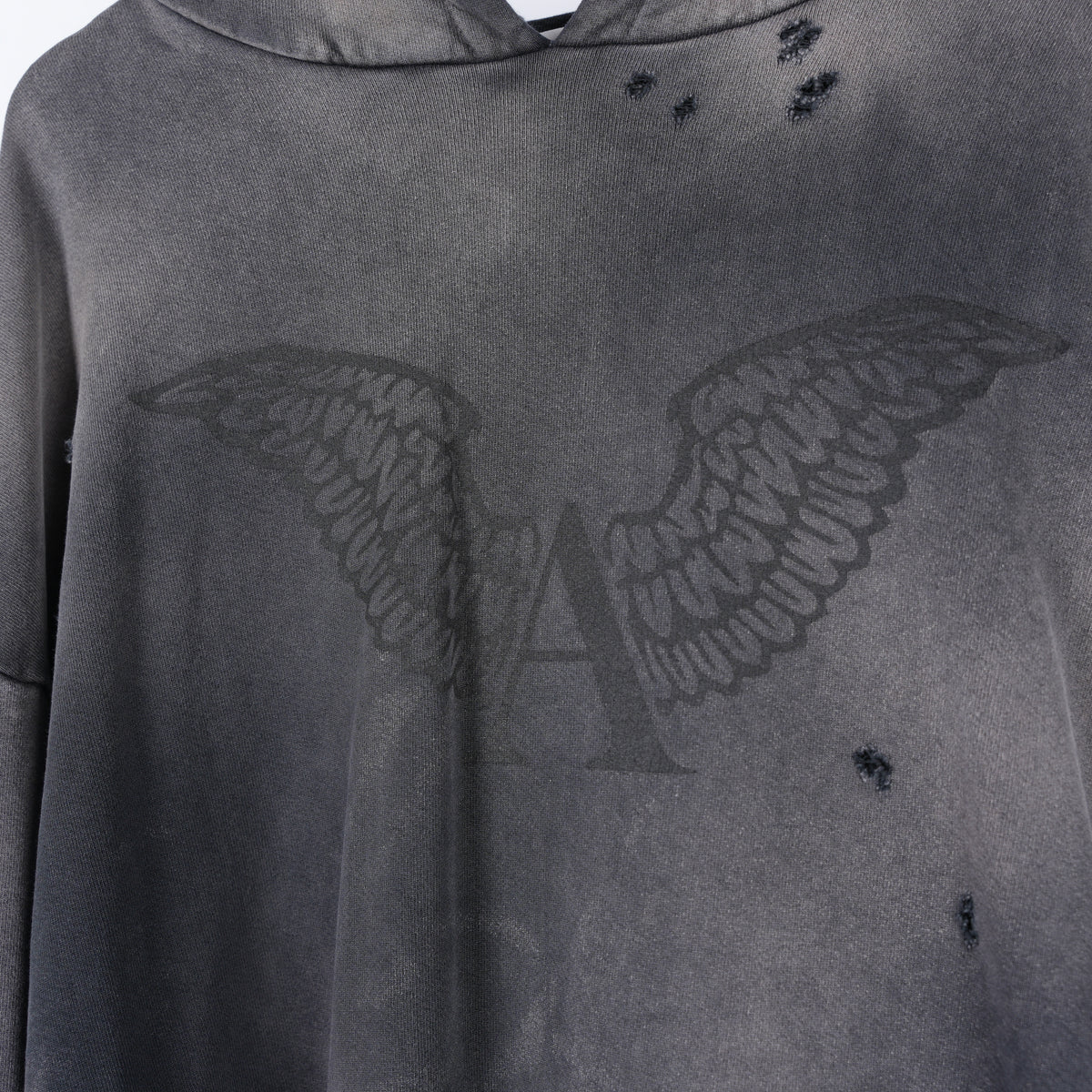 ALEXANDER DIGENOVA BLACK LOGO DISTRESSED PULLOVER HOODIE