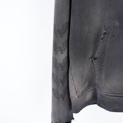 ALEXANDER DIGENOVA BLACK LOGO DISTRESSED PULLOVER HOODIE