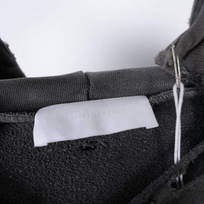 ALEXANDER DIGENOVA GREY LEATHER SCRAP LOGO PULLOVER HOODIE
