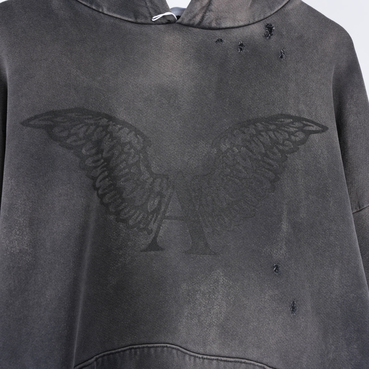 ALEXANDER DIGENOVA BLACK LOGO DISTRESSED PULLOVER HOODIE