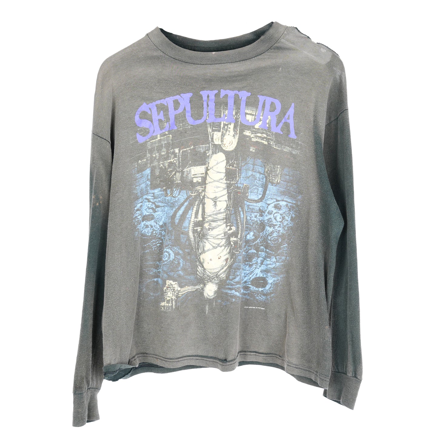 VINTAGE THRASHED FADED CHAOS AD SEPULTERA LONG SLEEVE T-SHIRT