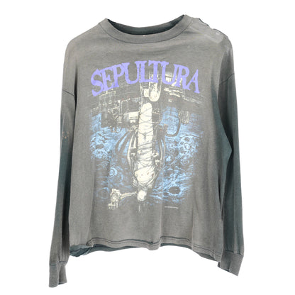 VINTAGE THRASHED FADED CHAOS AD SEPULTERA LONG SLEEVE T-SHIRT