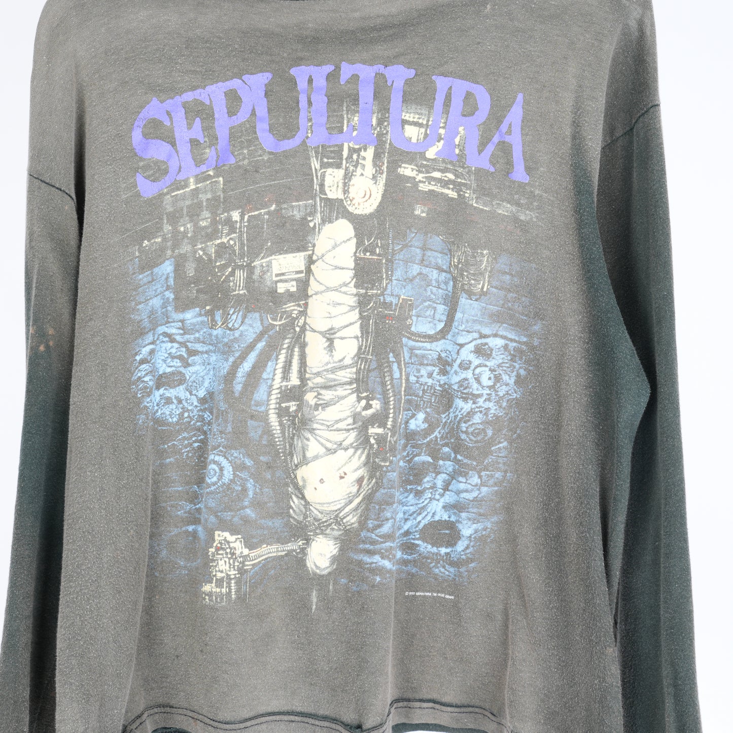 VINTAGE THRASHED FADED CHAOS AD SEPULTERA LONG SLEEVE T-SHIRT