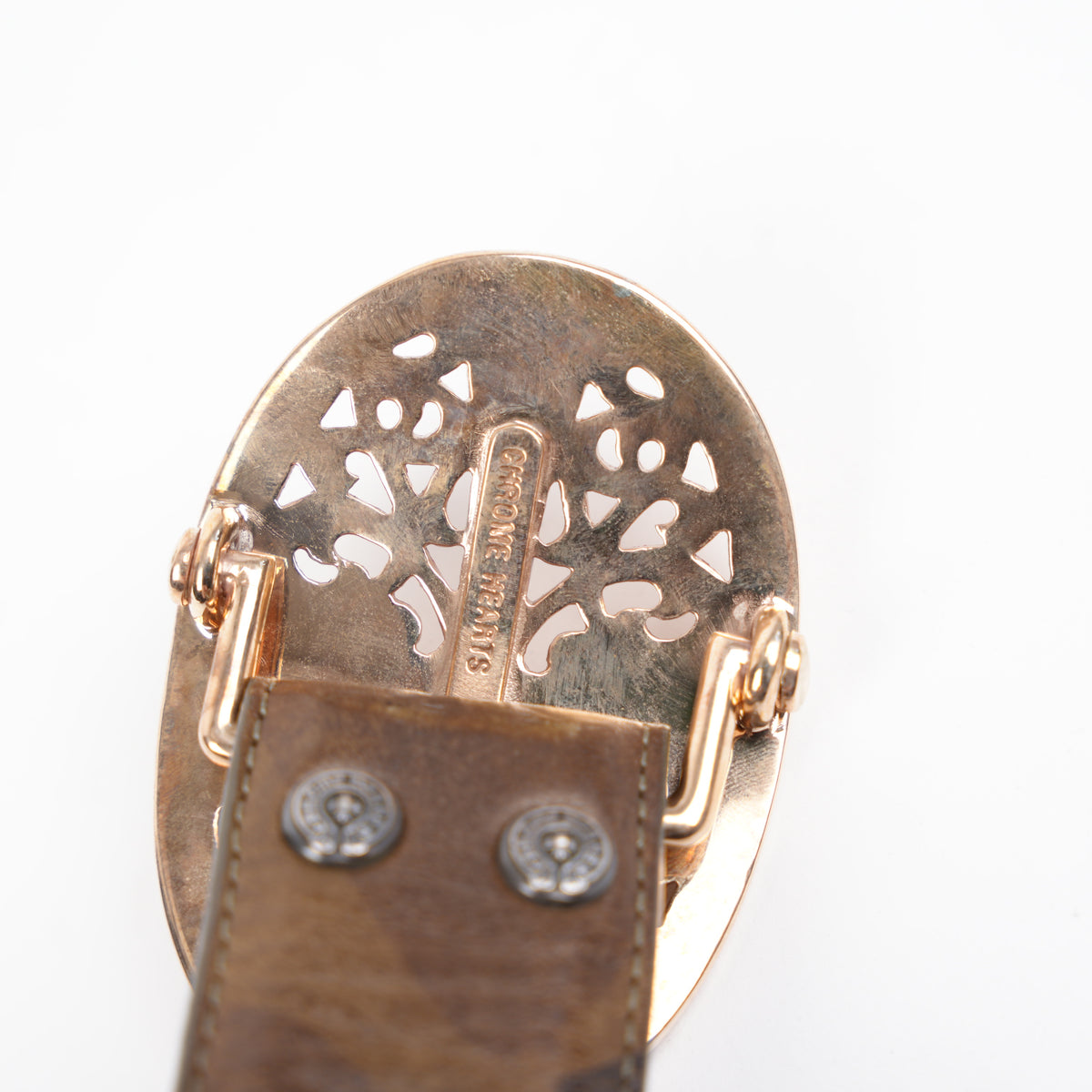 CHROME HEARTS BRONZE OVAL BELT BUCKLE WITH CAMO STRAP
